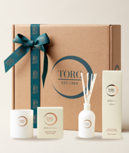 Torc gift box with candle and diffuser in front
