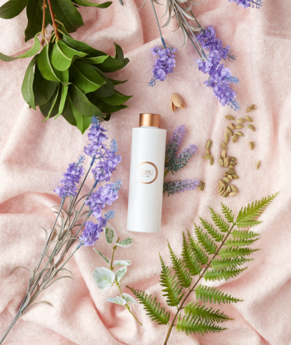 Wild Bergamot and Leather Diffuser Refill pink background s