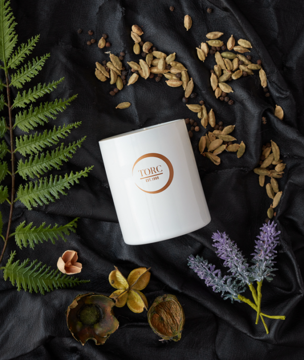 Wild Bergamot and Leather Tumbler black background s.